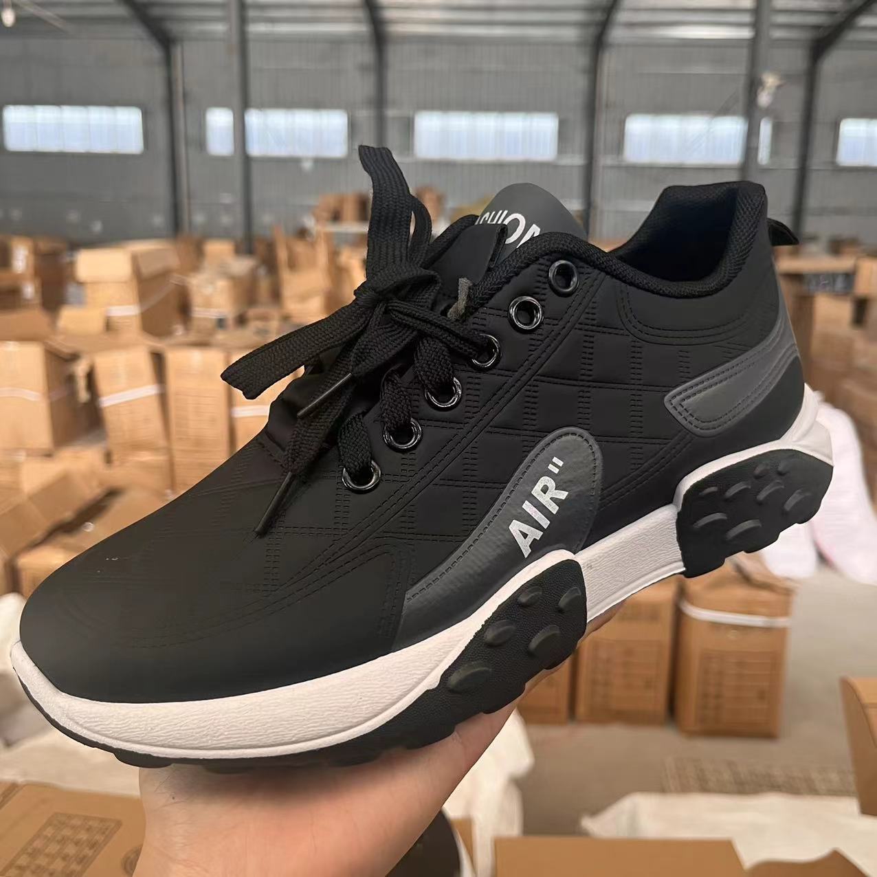 A one-piece hair delivery men's spring and autumn new leather shoes lightweight running casual sports shoes platform running shoes casual - Mixbatch