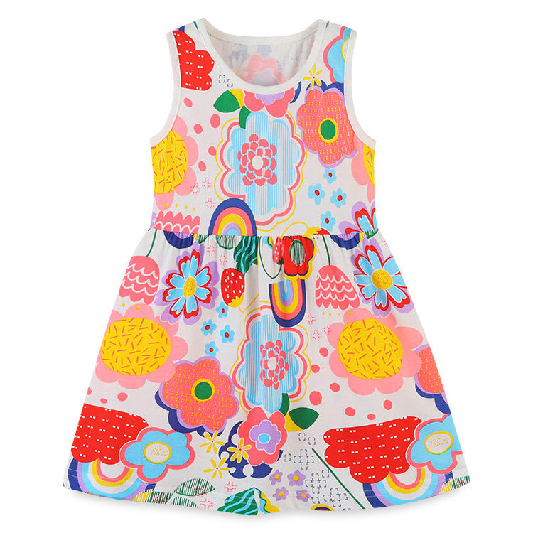 A printed knitted cotton dress for children 100% COTTON - Mixbatch