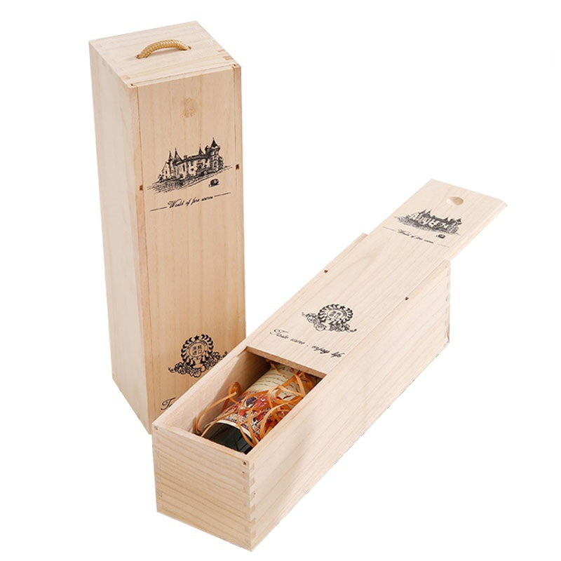 A red wine gift box single wooden box high-end solid wood packaging box wine box paulownia pine