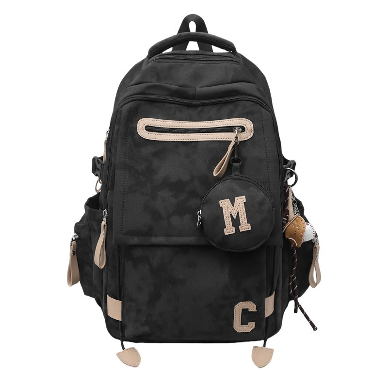 A Korean version ins new high-value solid color alphabet backpack couple casual simple lightweight large-capacity backpack