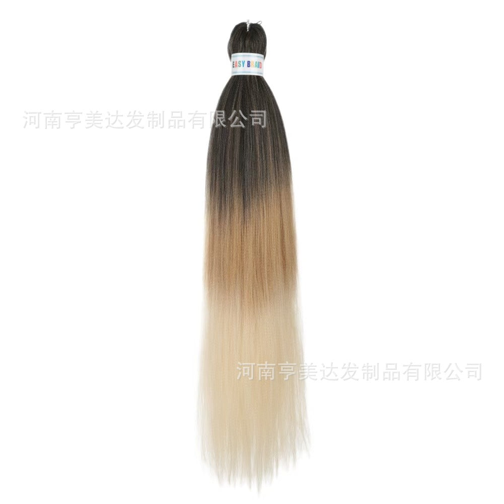 A EZ Color 26inch Women Chemical Fiber Long Straight Hair Large Easy Braided Hair Low Temperature Silk Long Straight Hair Wig - Mixbatch
