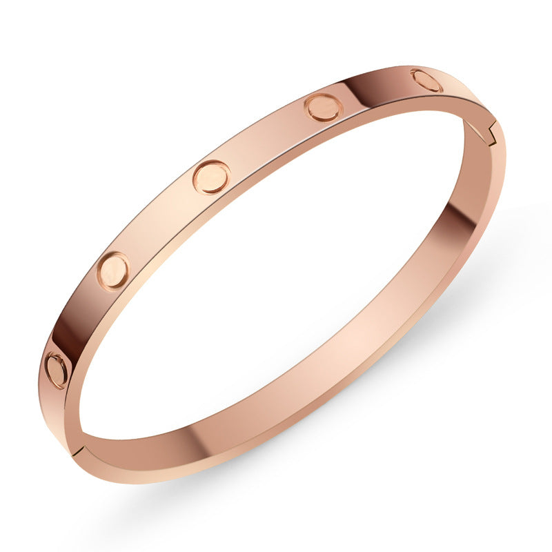A Cross-border fashion bracelet with diamond buckle ten diamonds titanium steel diamond rose gold bracelet women's light luxury temperament