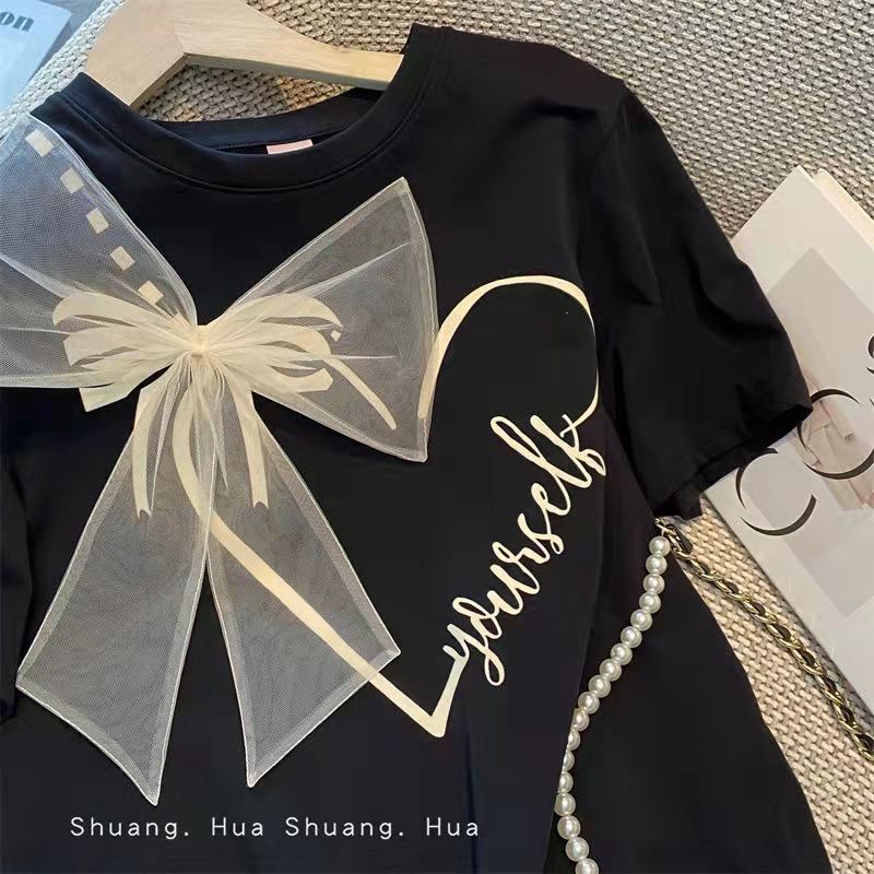 A Black Short Sleeve T-Shirt Women's Summer - Mixbatch