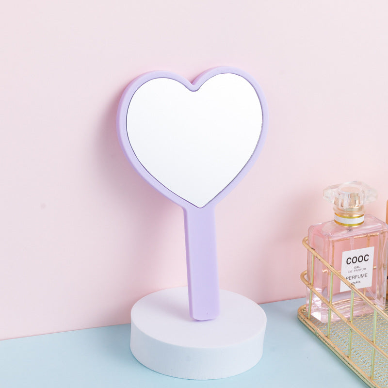 A wholesale love handle mirror portable handheld mirror girls cute small mirror DIY beauty gift dressing mirror - Mixbatch