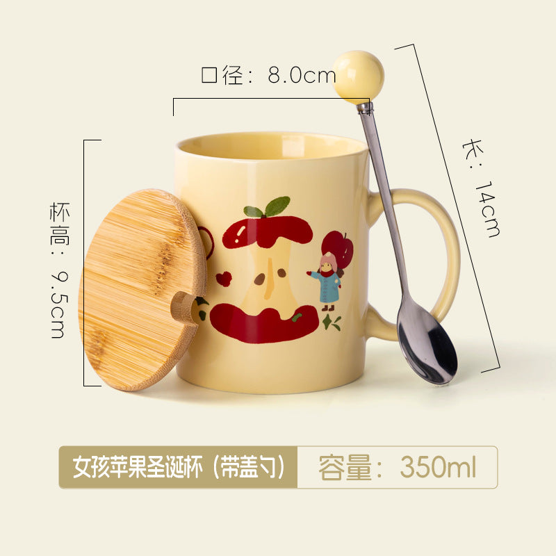 A Christmas Mug Ceramic Cup with Lid Spoon