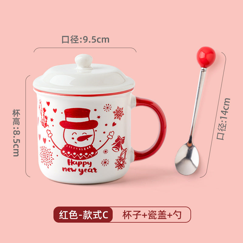 A Christmas mug creative cute cartoon ceramic cup girls coffee cup teacup holiday gift cup