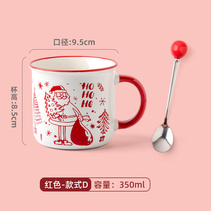A Christmas mug creative cute cartoon ceramic cup girls coffee cup teacup holiday gift cup