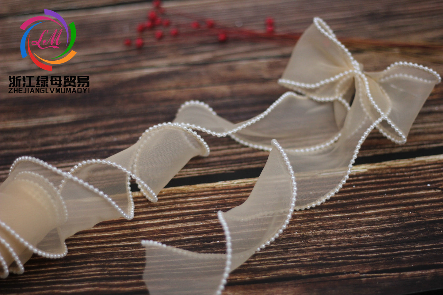 A Spot 5.5cm Pearl Meteor Fishtail Yarn Copy Edge Wave Yarn Cake Bouquet Packaging Material Bow Ribbon - Mixbatch