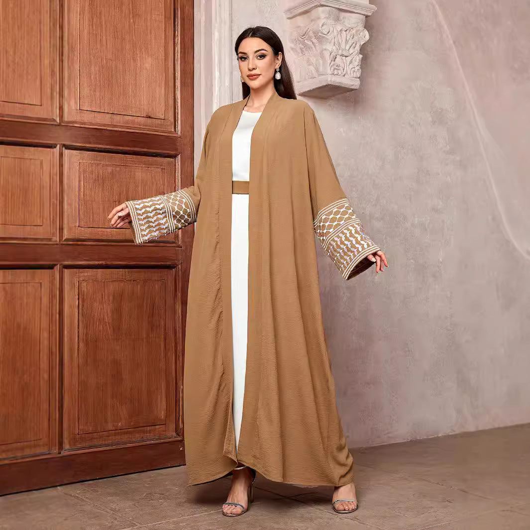 Autumn New Embroidered Middle East Muslim Fashion Cardigan Dubai Arabian Robe Bat Sleeve - Mixbatch