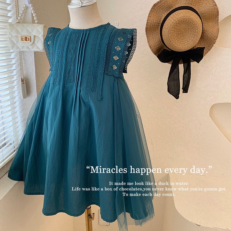 A Korean version of children's clothing girls' dress summer new foreign style medium children's temperament long dress little girl princess dress