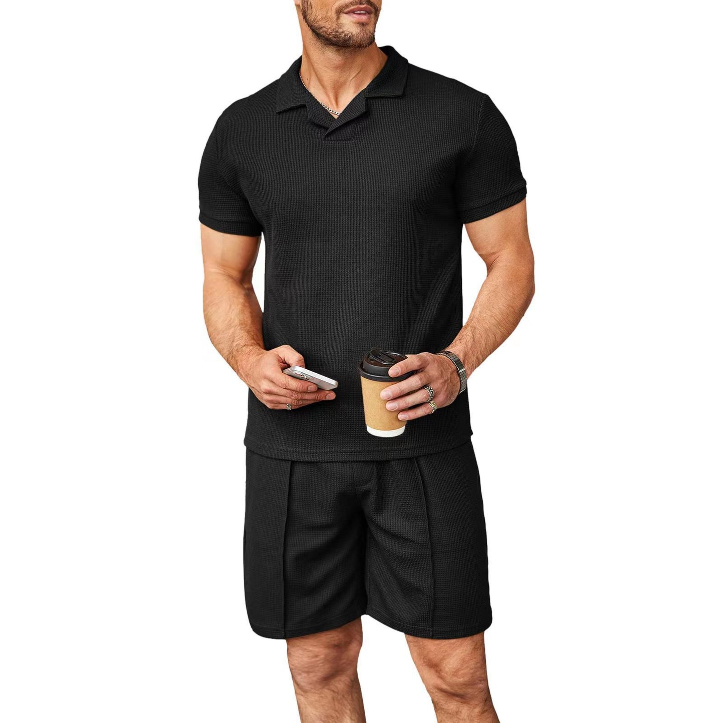 A polo shirt V-neck short-sleeved men's suit