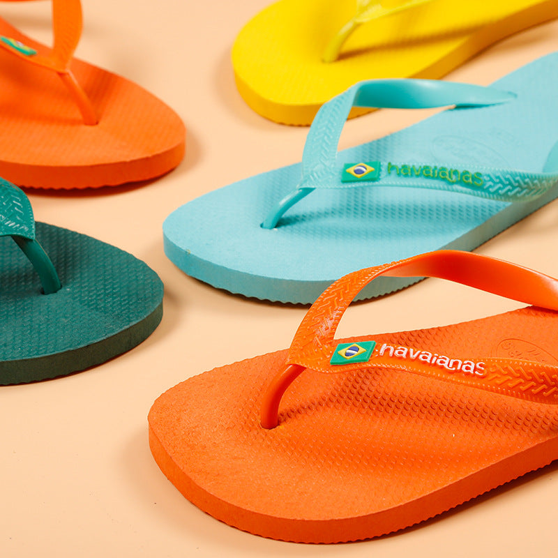 A Brazilian Havana Solid Color Rubber Non-Slip Men's Flip-flops Home Beach Flip-flops