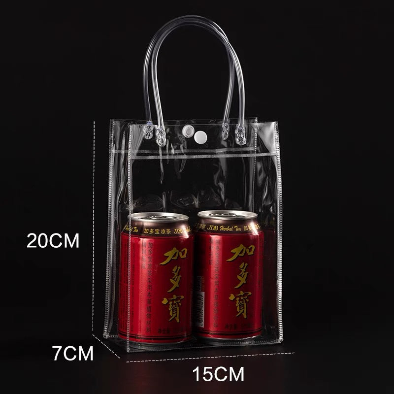 A spot stall pvc plastic tote bag transparent hose thickened red wine packaging bag gift bag
