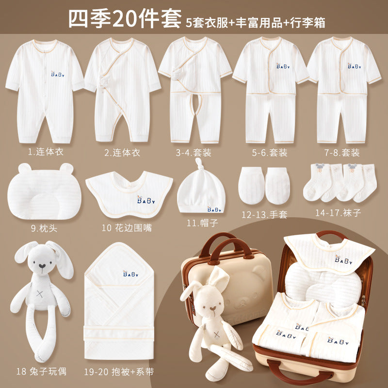 A6 Newborn baby clothes gift box, summer thin newborn full moon baby pure cotton suit, newborn gift high-end - Mixbatch