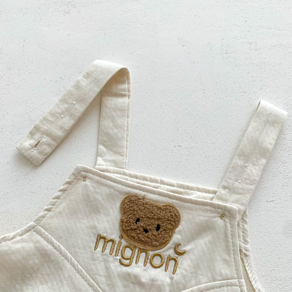 A 2024ins New Baby Bear Sweetheart Backband Pants Set Solid Color Short sleeved T-shirt Fashionable Boys and Girls Children's Clothing - Mixbatch