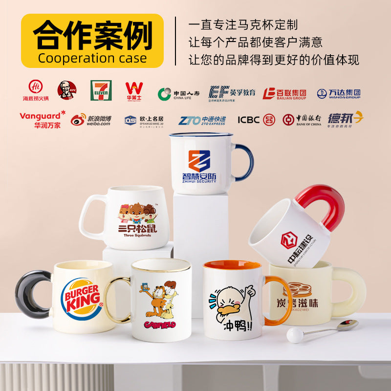 A ceramic mug printing photo to picture custom LOGO heat transfer process milk cup water cup gift cup custom