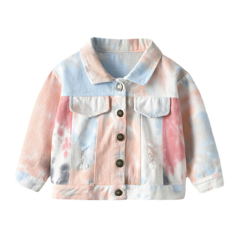 A children's tie-dye denim jacket