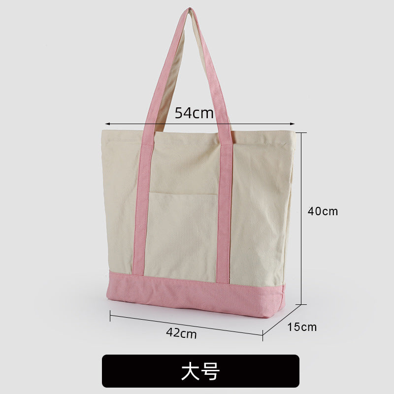 A thickened canvas supermarket environmental protection bag large capacity new cross-border grocery shopping bag strong zipper tote bag can be printed logo - Mixbatch