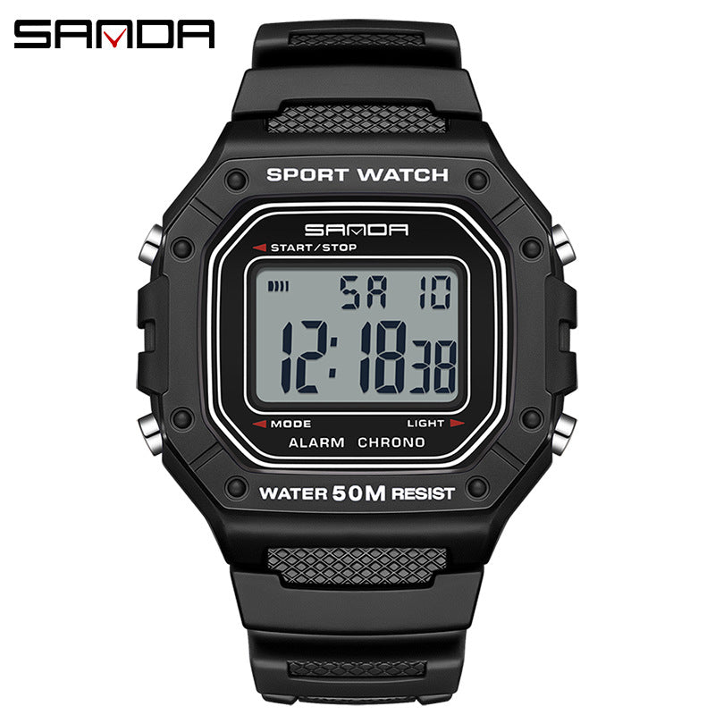 A version of swimming waterproof youth electronic watch simple alarm clock single display small square men and women, student wrist