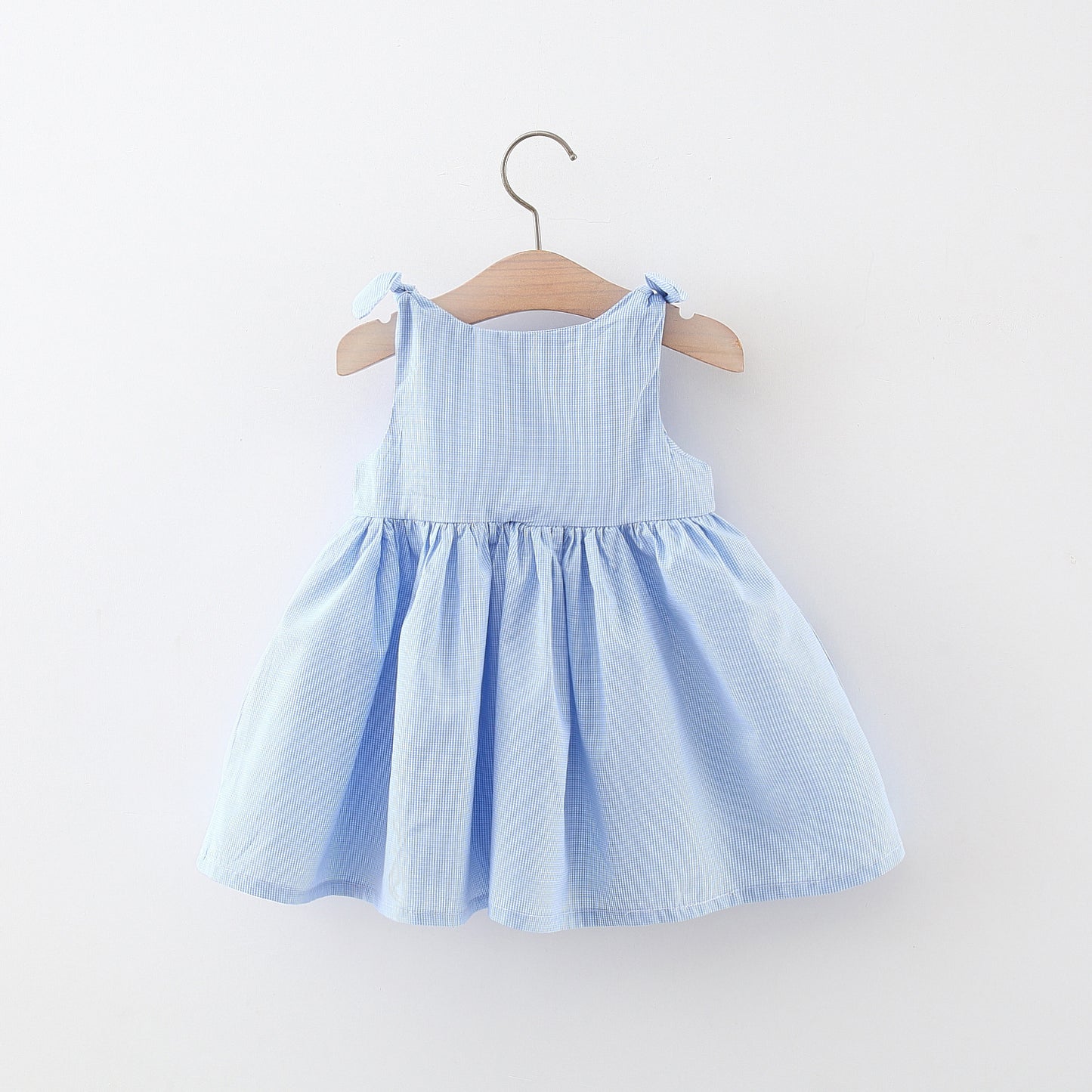 A summer baby girl dress new plaid embroidered cartoon rabbit cotton girls vest skirt - Mixbatch