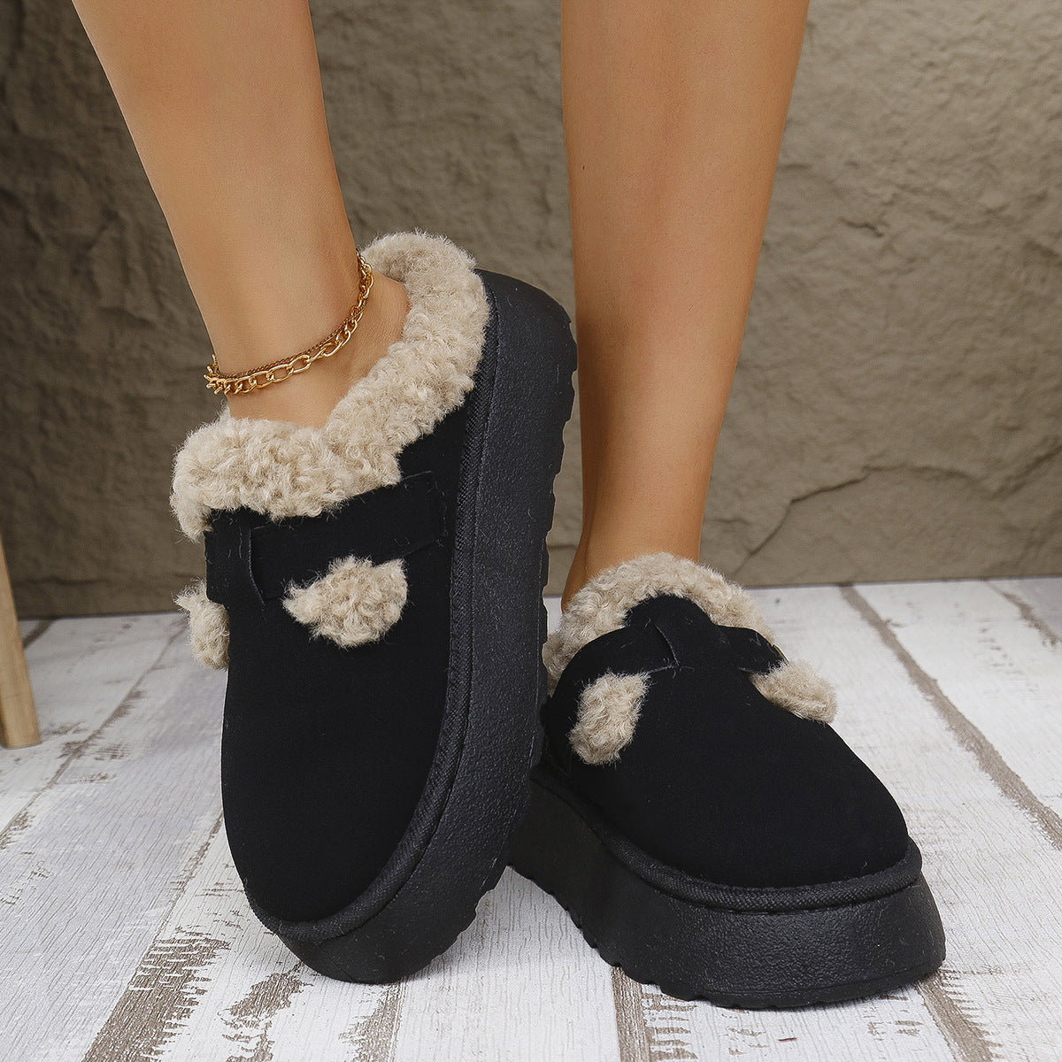 A plush snow boot