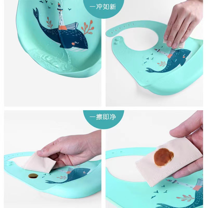 Baby silicone bibs, baby eating bibs, waterproof rice pockets,saliva napkins 0.08kg - Mixbatch