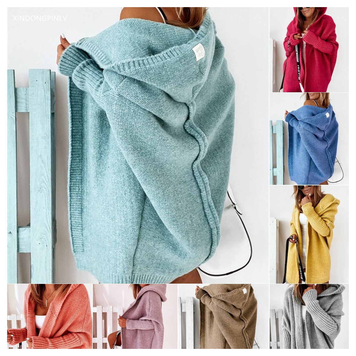 A hooded sweater jacket
