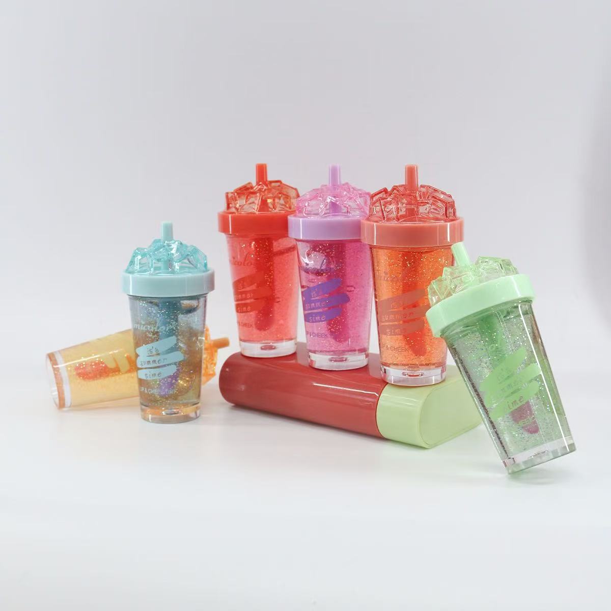 A Micolor Moisturizing Hydrating Lip Oil Cup Tropical Fruit Wine Glass Lip Gloss Anti-Cracking Lip Gloss