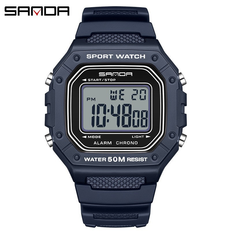A version of swimming waterproof youth electronic watch simple alarm clock single display small square men and women, student wrist