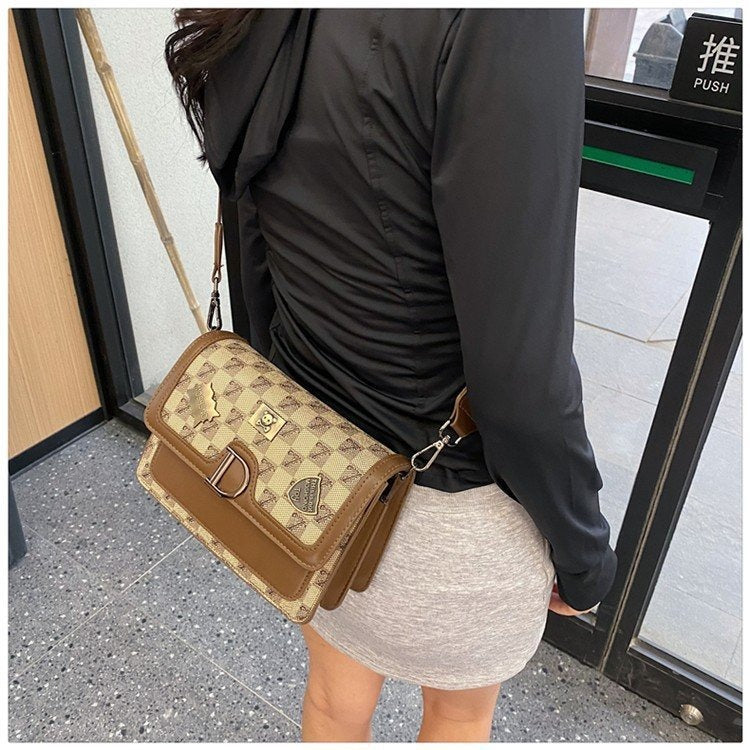 A printed handbag