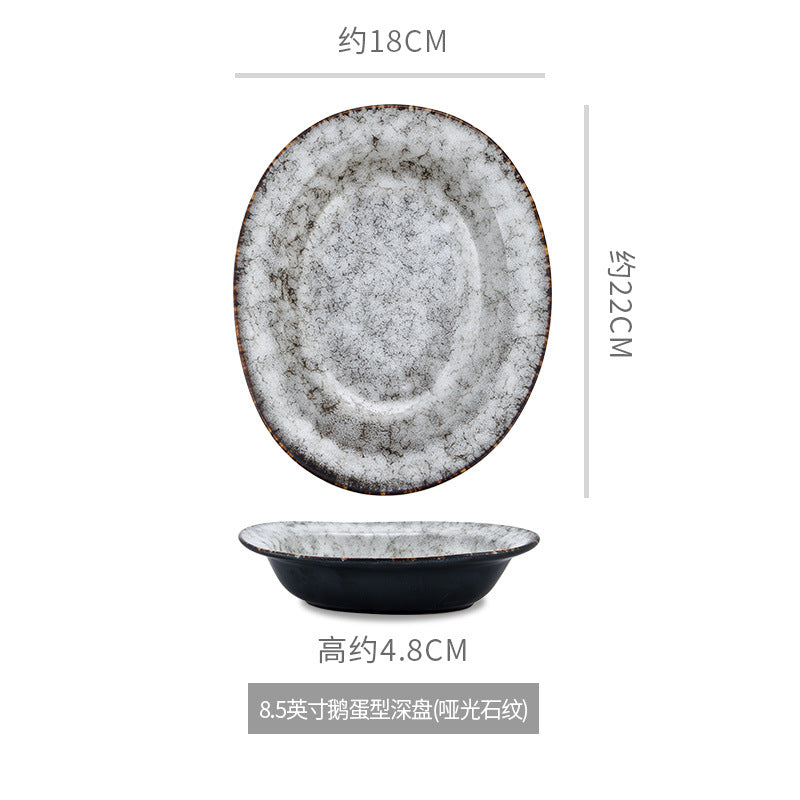 A Japanese creative goose egg-shaped ceramic plate vegetable plate household tableware simple western deep plate pasta plate salad plate
