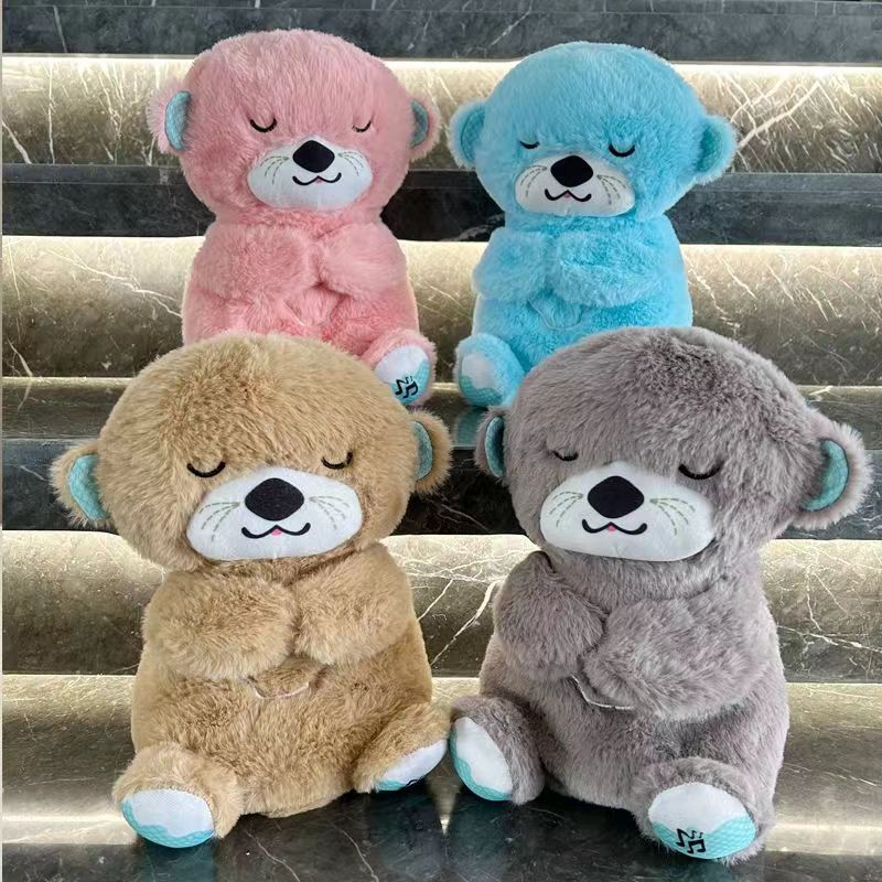A breath otter breath bear cute plush toy soothing luminous doll cute sweet sleeping position otter sleeping