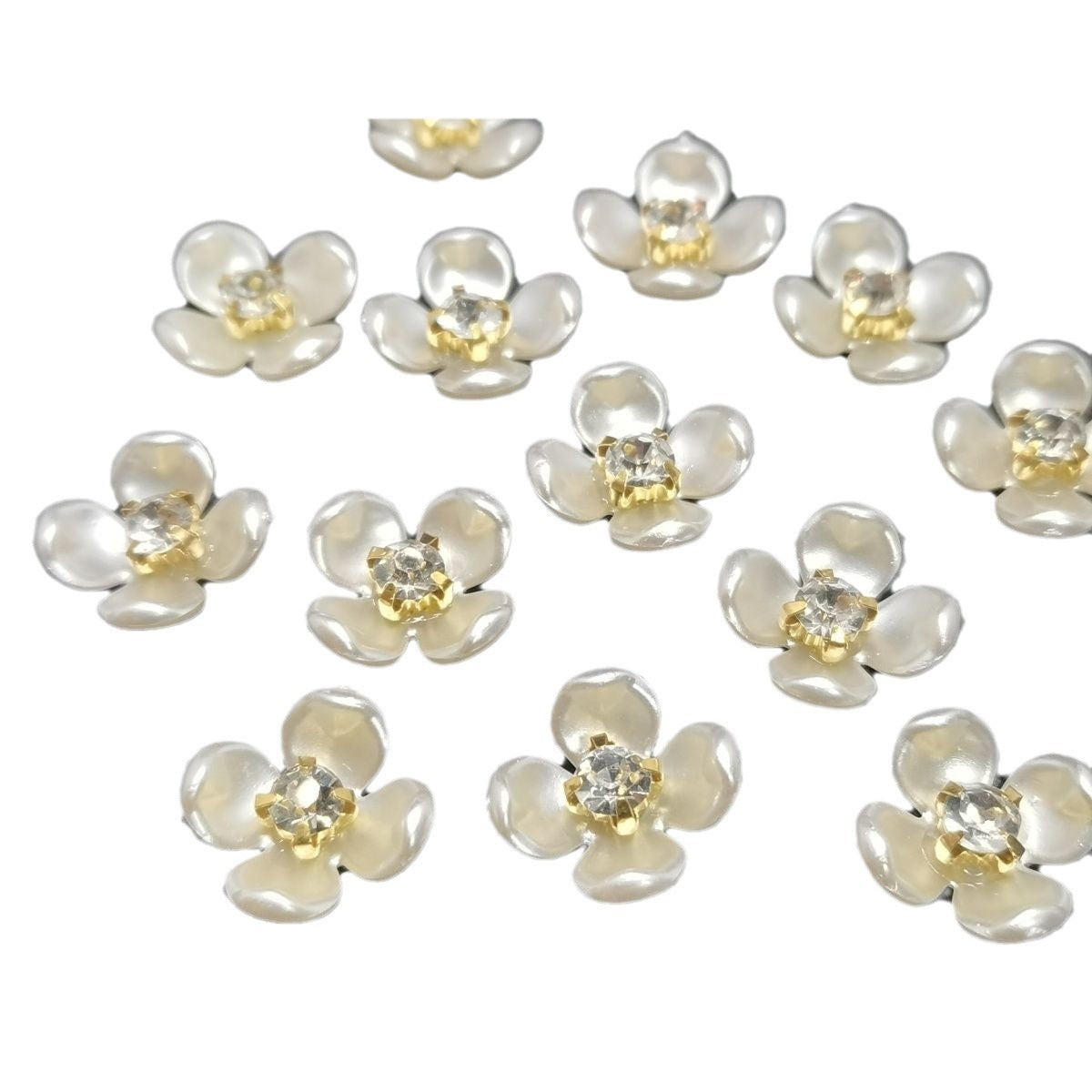 A five small flowers single claw DIY handmade material hairpin accessories five petals small flowers with drill plastic four petals flower point drill - Mixbatch