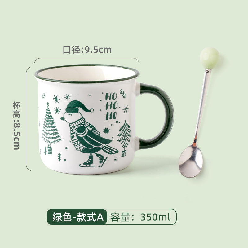 A Christmas mug creative cute cartoon ceramic cup girls coffee cup teacup holiday gift cup