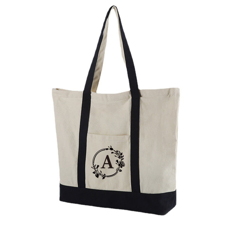 A thickened canvas supermarket environmental protection bag large capacity new cross-border grocery shopping bag strong zipper tote bag can be printed logo - Mixbatch