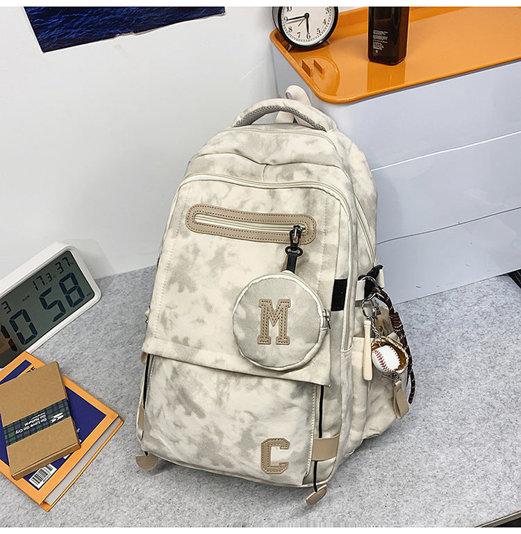 A Korean version ins new high-value solid color alphabet backpack couple casual simple lightweight large-capacity backpack
