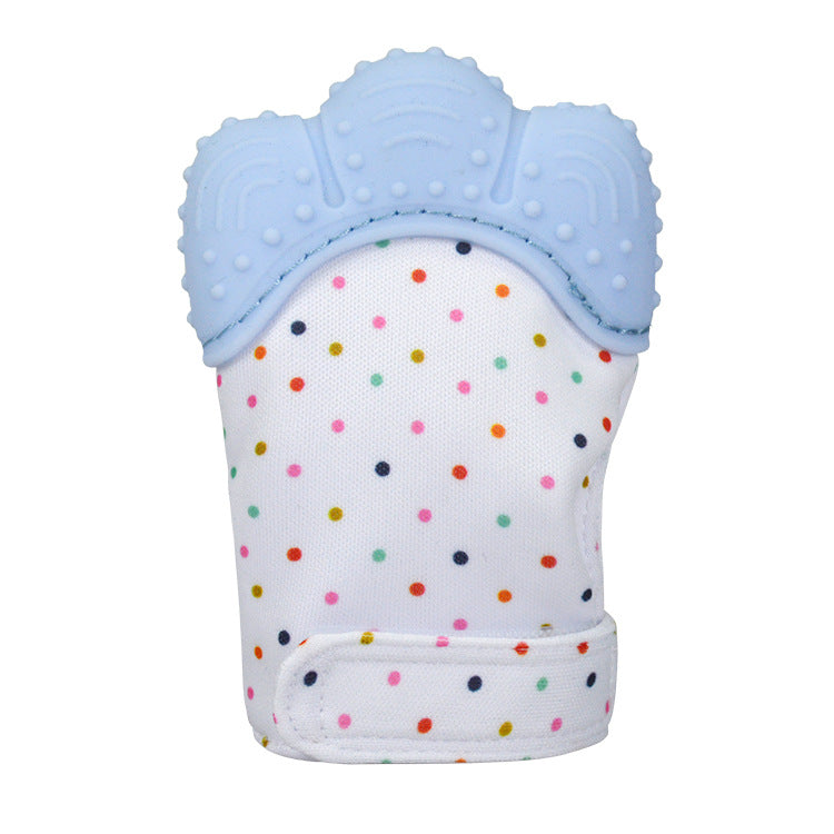 A Silicone molar gloves Food grade Baby imitation finger molar stick Hand guard Sound toy