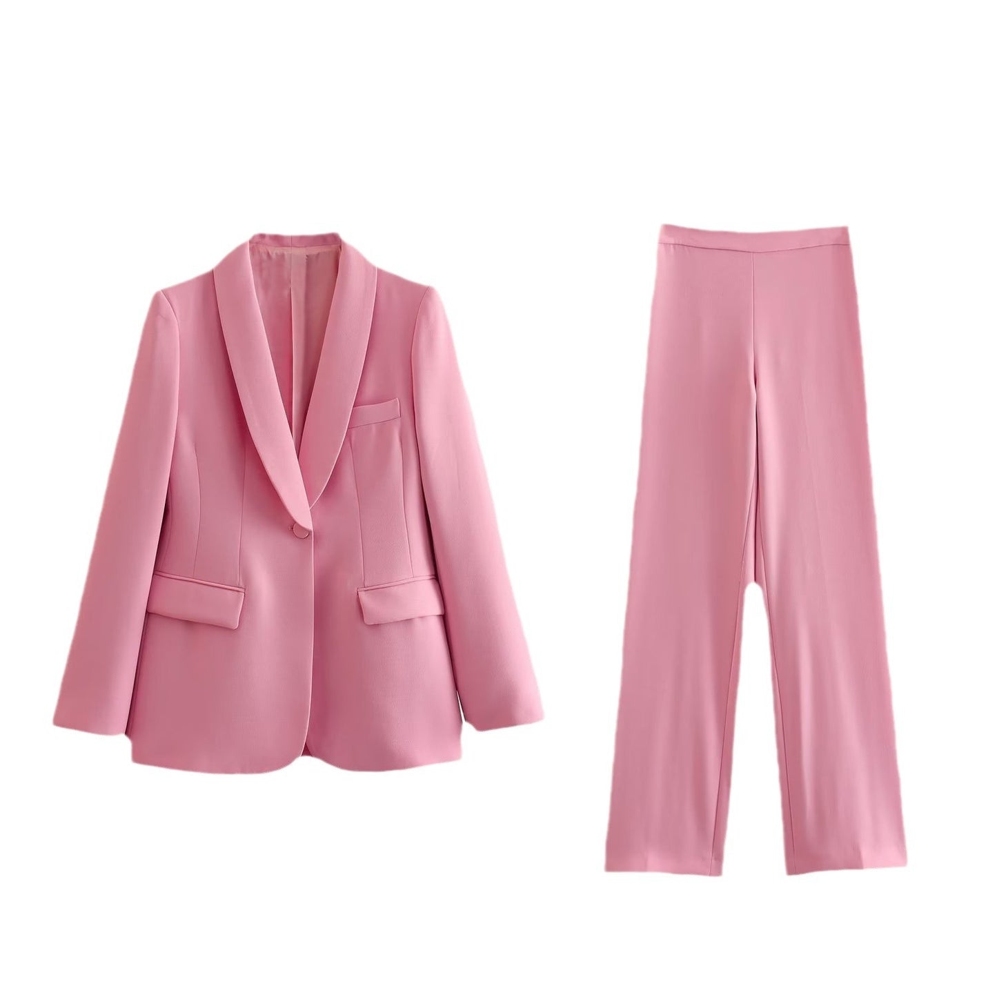 A new women's dress collar blazer + high waist loose trousers suit