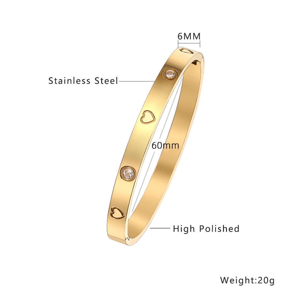 AC European and American cross-border women's electroplated four-leaf clover gold high-end women's jewelry wholesale non-fading jewelry titanium steel bracelet
