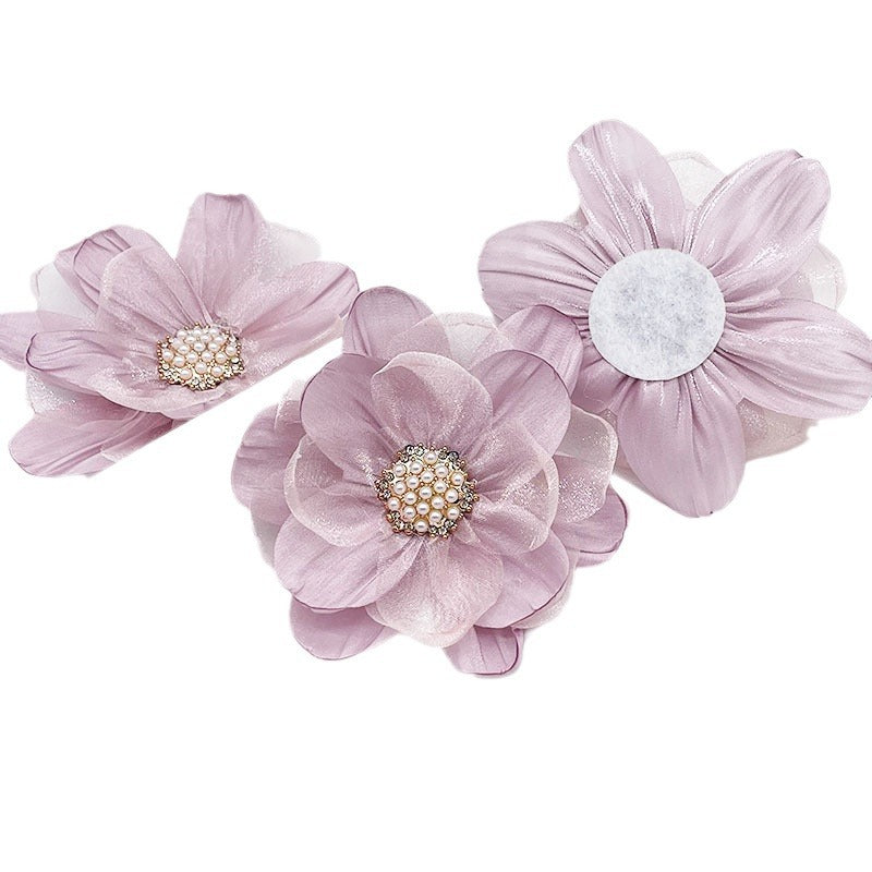 A fabric three-dimensional yarn handmade beads DIY dress shoe flower brooch jewelry accessories Eugen yarn flower accessories - Mixbatch