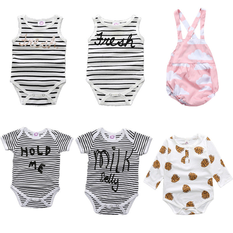 A collection of INS foreign trade children's clothing, men's and women's baby jumpsuit, one piece long sleeved shirt, baby cartoon printed jumpsuit - Mixbatch