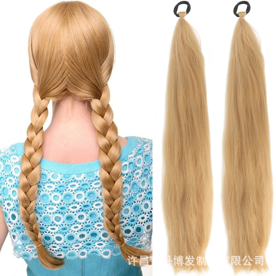 A child girl rubber band ponytail wig box braids colorful elastic rope braids ponytail wig hair extensions braids - Mixbatch