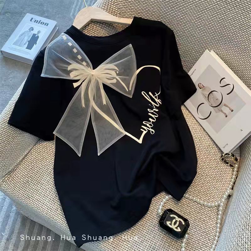 A Black Short Sleeve T-Shirt Women's Summer - Mixbatch