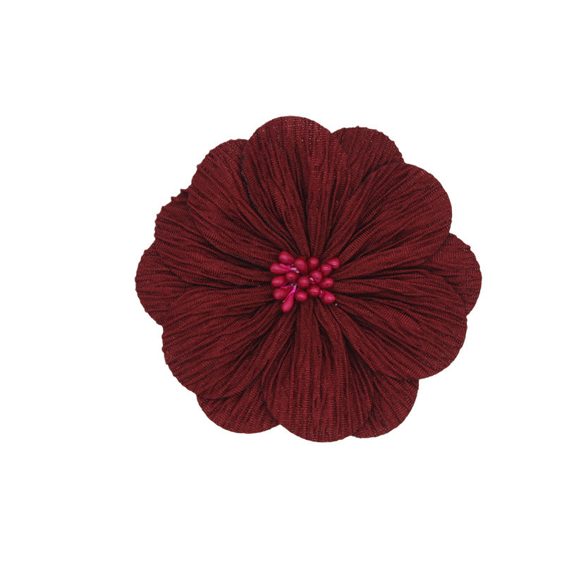 A new handmade pleated fabric flower bark pattern flower core head flower headband accessories shoes and hats flower clothing accessories 8CM - Mixbatch