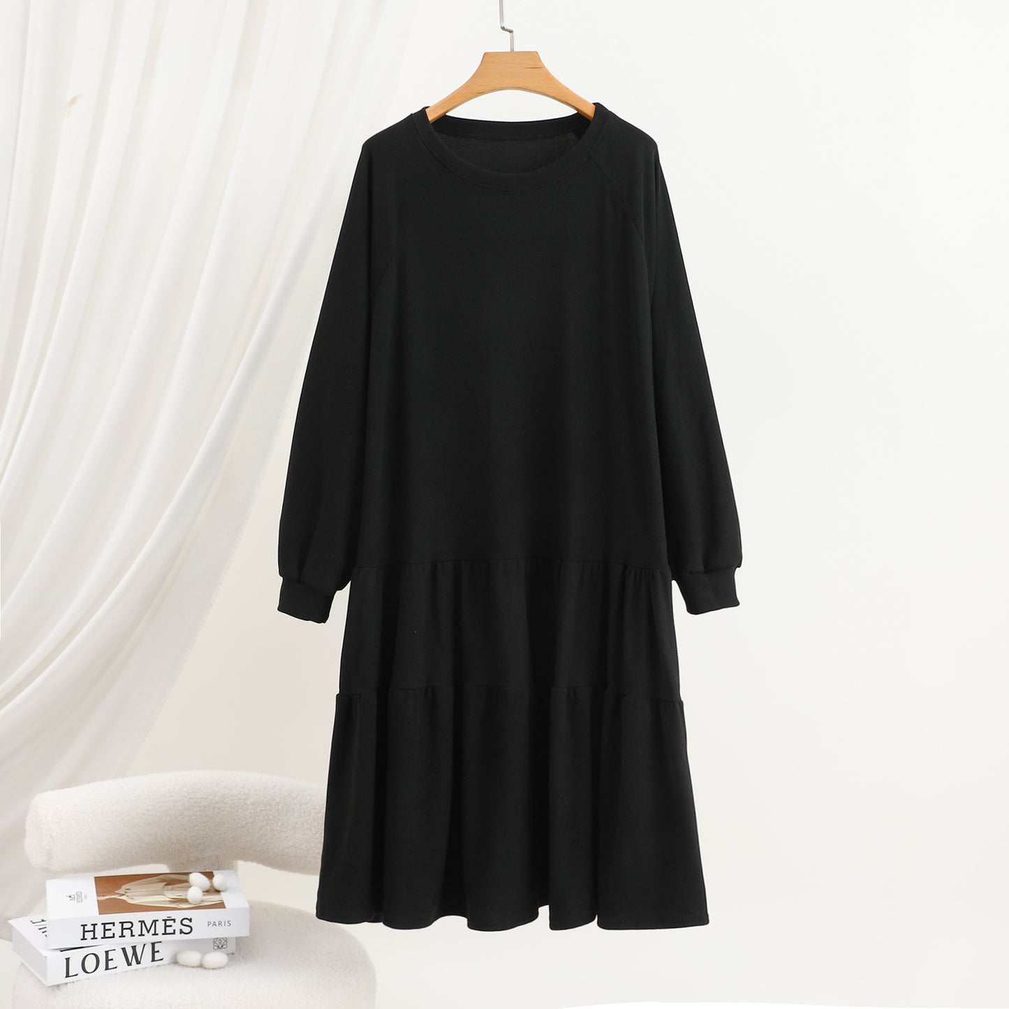 A long-sleeved dress