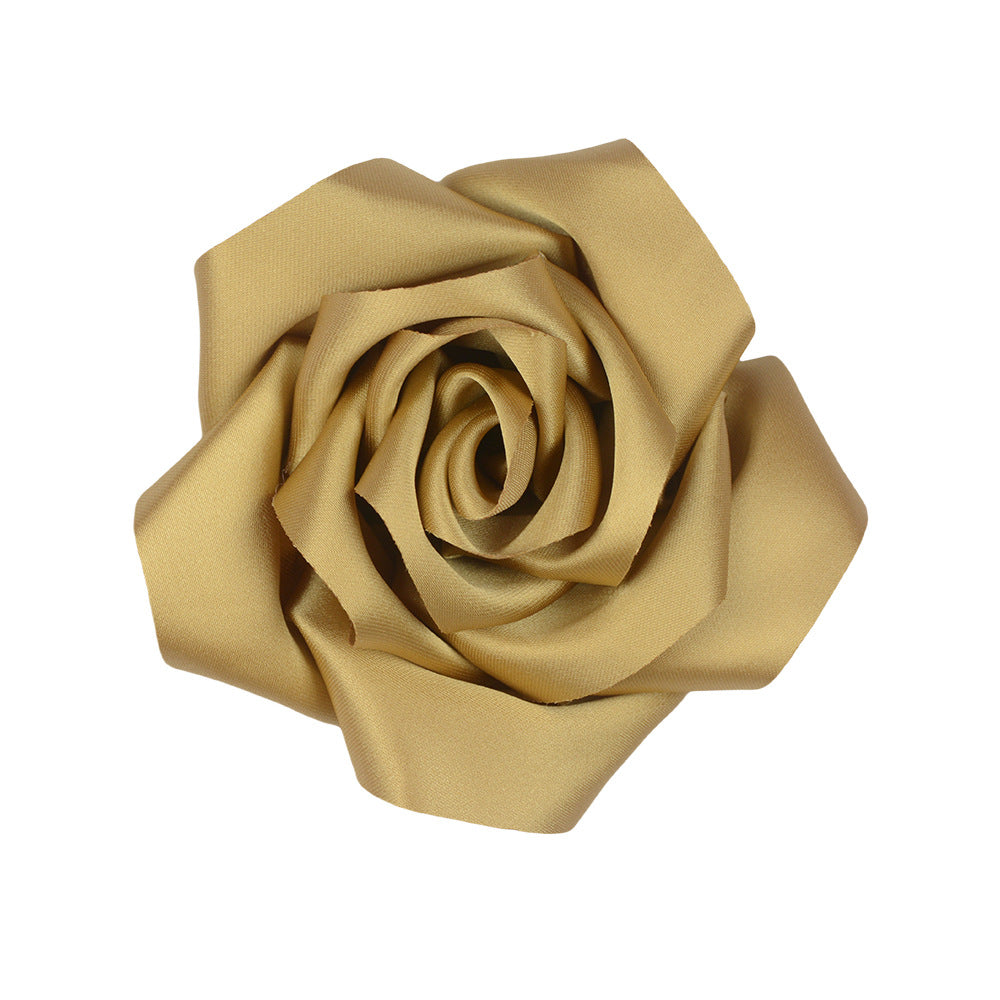 A retro rose bud high-grade satin three-dimensional silk cloth large flower DIY neck flower brooch clothing shoes and hats accessories - Mixbatch