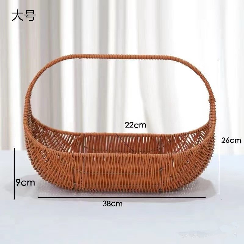 A imitation rattan new oval fruit basket picking basket rattan large portable flower basket gift