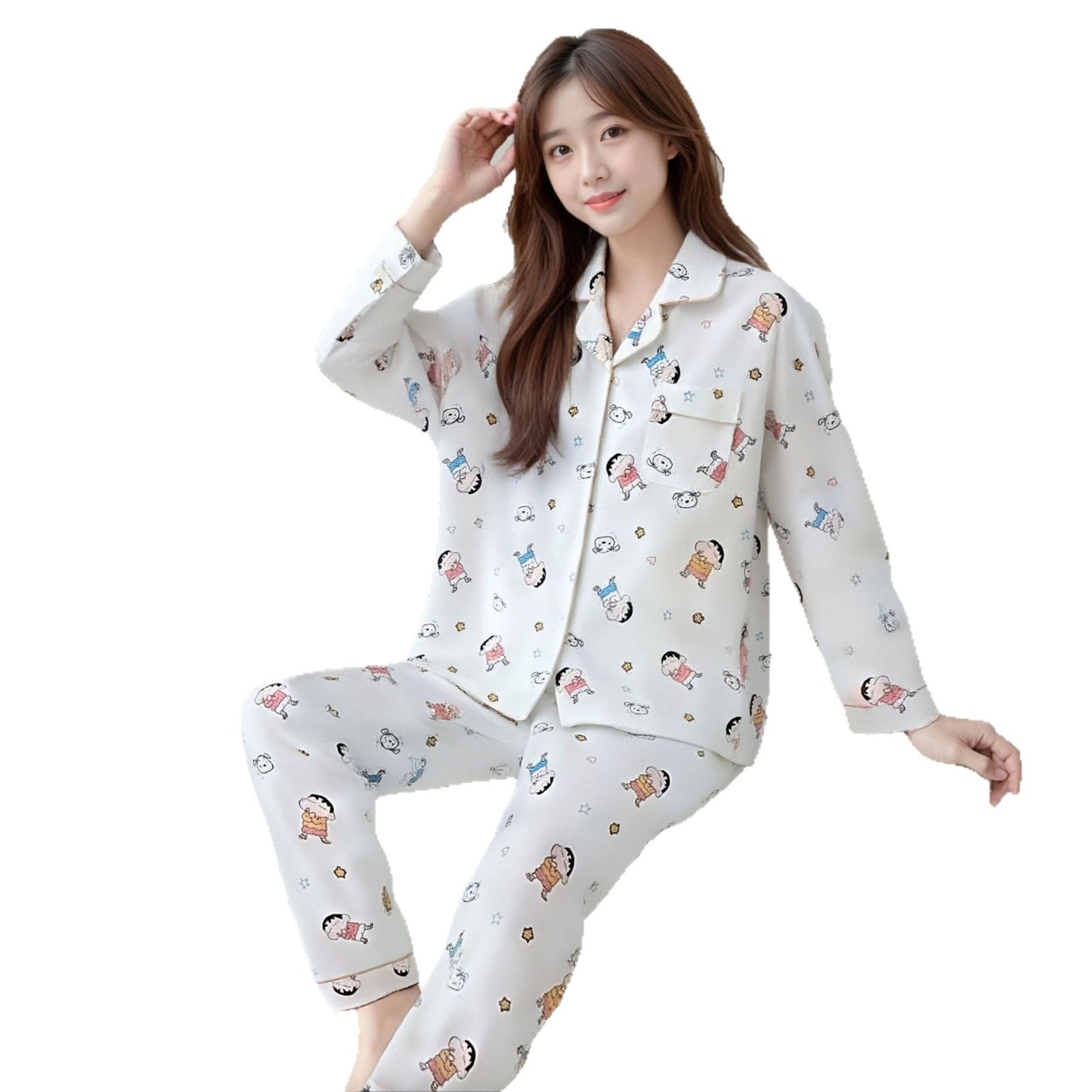 A pajamas long-sleeved trousers set