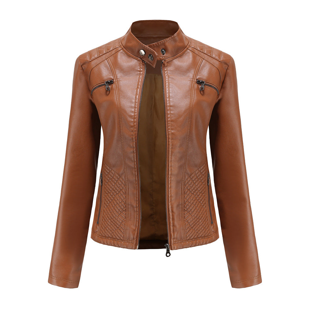 A women's leather jacket