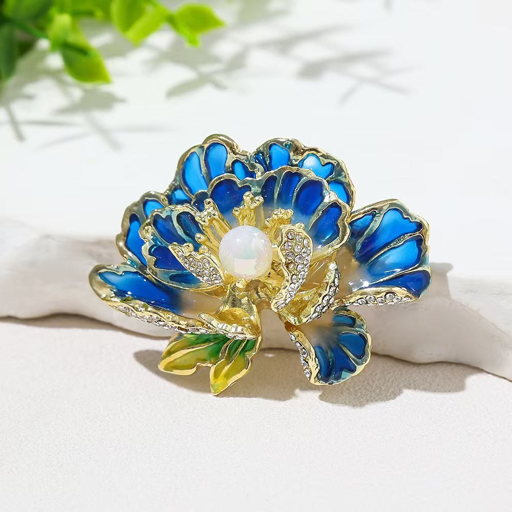 A Pink Peony Brooch High-end Female Exquisite Simple New Chinese Corsage Decorative Temperament Flower Alloy Corsage - Mixbatch